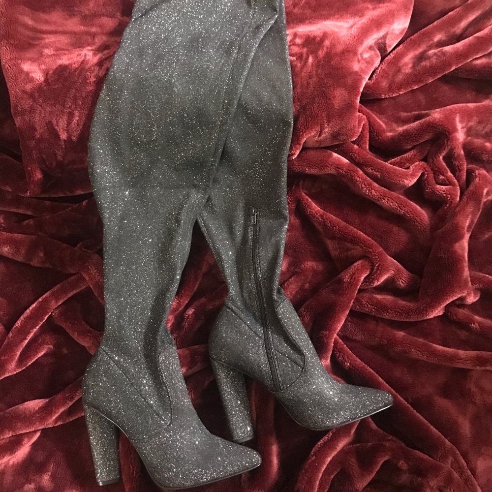 New, Over the Knee Glitter Boots. Size 10